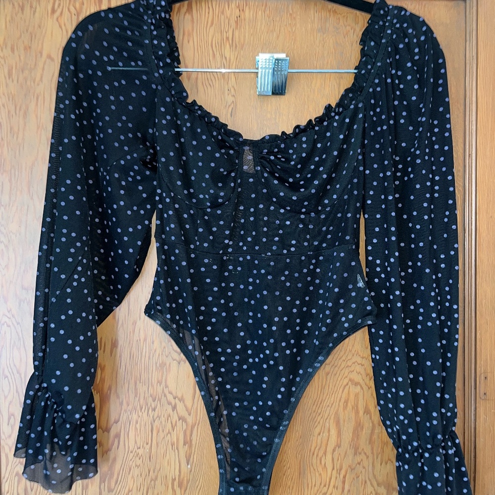 Pretty little thing polka dot sheer body suit
